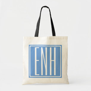 Fett Modern 3 Initialen Monogramm Soft Blue Tragetasche