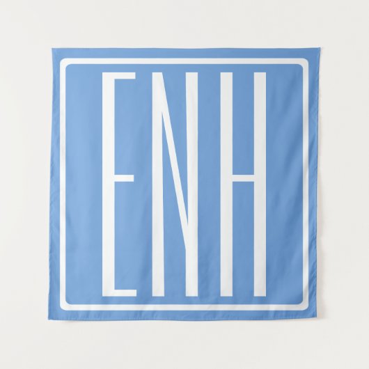 Fett Modern 3 Initialen Monogramm | Soft Blue Wandteppich (Vorderseite)