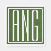 Fett Modern 3 Initialen Monogramm | Waldgrün Serviette (Vorderseite)