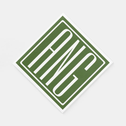 Fett Modern 3 Initialen Monogramm | Waldgrün Serviette (Ecke)