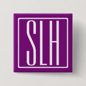 Fett Modern 3 Initialen Monogramm | Weiß und Lila Button (Vorderseite)