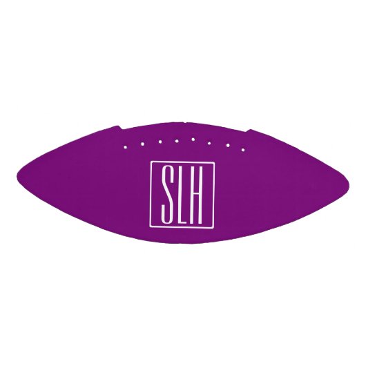 Fett Modern 3 Initialen Monogramm | Weiß und Lila Football (Panel)