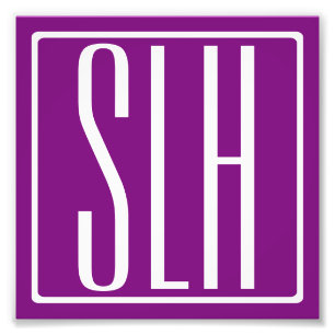 Fett Modern 3 Initialen Monogramm   Weiß und Lila Fotodruck