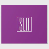 Fett Modern 3 Initialen Monogramm | Weiß und Lila Geschenkpapier (Flach)