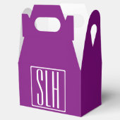 Fett Modern 3 Initialen Monogramm | Weiß und Lila Geschenkschachtel (Geöffnet)