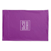 Fett Modern 3 Initialen Monogramm | Weiß und Lila Kissenbezug (Rückseite)