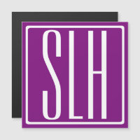 Fett Modern 3 Initialen Monogramm | Weiß und Lila