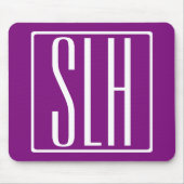 Fett Modern 3 Initialen Monogramm | Weiß und Lila Mousepad (Vorne)