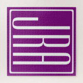 Fett Modern 3 Initialen Monogramm | Weiß und Lila Puzzle (Horizontal)