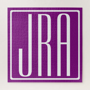 Fett Modern 3 Initialen Monogramm   Weiß und Lila Puzzle