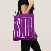 Fett Modern 3 Initialen Monogramm | Weiß und Lila Tasche (Von Nahem)