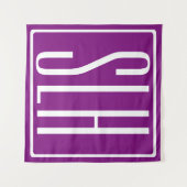 Fett Modern 3 Initialen Monogramm | Weiß und Lila Wandteppich (Vorderseite (Horizontal))