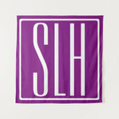 Fett Modern 3 Initialen Monogramm | Weiß und Lila Wandteppich (Vorderseite)