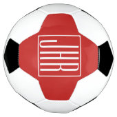 Fett Modern 3 Initialen Monogramm | White on Red Fußball (Gedreht)