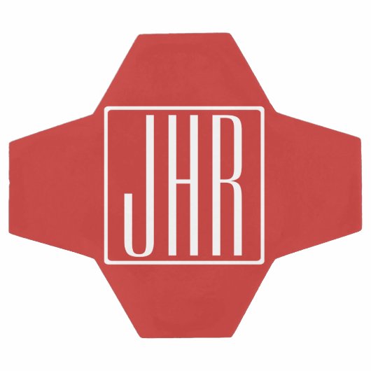 Fett Modern 3 Initialen Monogramm | White on Red Fußball (Flach)