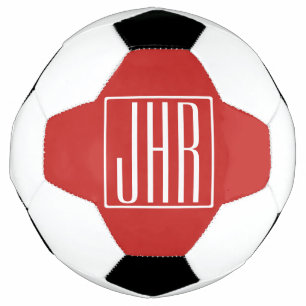 Fett Modern 3 Initialen Monogramm   White on Red Fußball