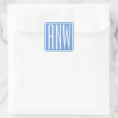 Fett Modern 3 Initialen Monogramm | White & Sky Bl Quadratischer Aufkleber (Tasche)