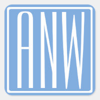 Fett Modern 3 Initialen Monogramm | White & Sky Bl