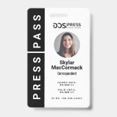 Fett Modern Black Circle Foto Press Pass & Logo Ausweis (Vorderseite)