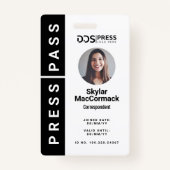 Fett Modern Black Circle Foto Press Pass & Logo Ausweis (Vorderseite)