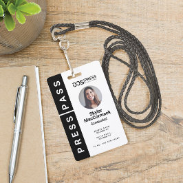 Fett Modern Black Circle Foto Press Pass & Logo Ausweis