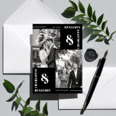 Fett Modern Black Two Foto Save the Date Card