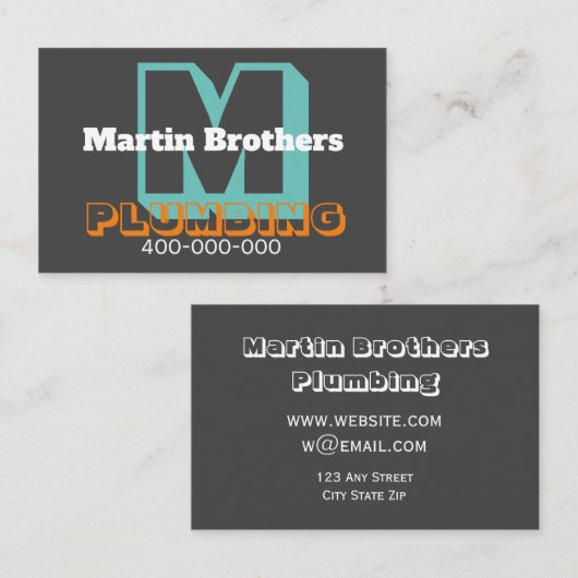 fett modern für Klempner oder andere Berufe grau Visitenkarte (Vorne/Hinten)