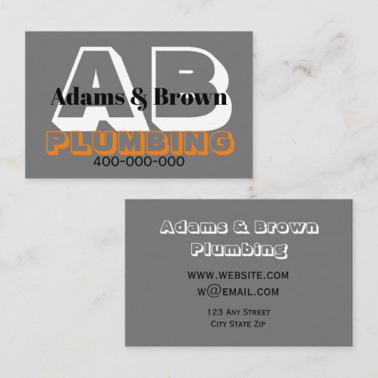 fett modern für Klempner oder andere Berufe grau Visitenkarte (Vorne/Hinten)