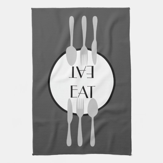 fett, modern grau und weiß mit eigenem Text Geschirrtuch (Vertikal)