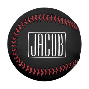 Fett & Modern Ihr Name oder Wort   Weiß auf Schwar Baseball