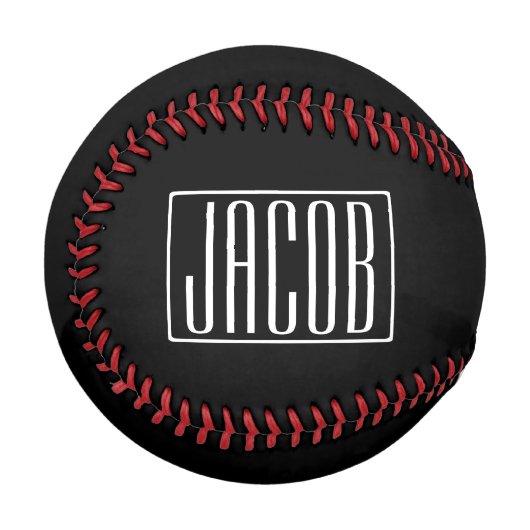 Fett & Modern Ihr Name oder Wort | Weiß auf Schwar Baseball (Vorderseite Links)
