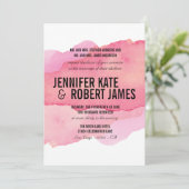 Fett MODERN Minimal rosa Aquarell BLACK WEDD Einladung (Stehend Vorderseite)