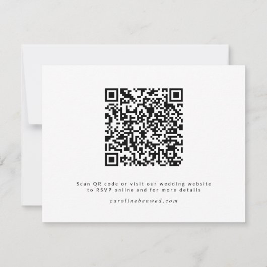 Fett Modern Minimalistischer Schwarz-weißer QR-Cod RSVP Karte (Rückseite)