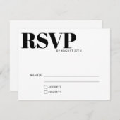 Fett Modern Minimalistischer Schwarz-weißer QR-Cod RSVP Karte (Vorne/Hinten)