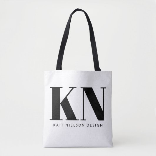 Fett Modern Monogram Name Custom Schwarz-weiß Tasche (Vorderseite)