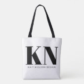 Fett Modern Monogram Name Custom Schwarz-weiß Tasche (Rückseite)