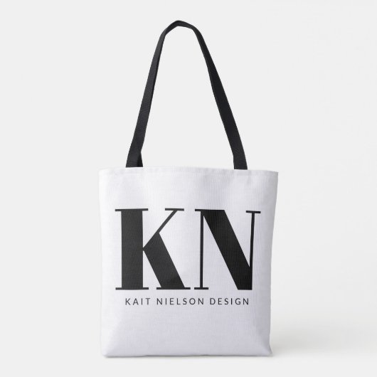 Fett Modern Monogram Name Custom Schwarz-weiß Tasche (Rückseite)