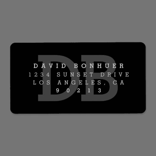 Fett Modern Monogram Return Address Label Adressaufkleber