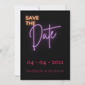 Fett Modern Neon Signing Save the Date Card (Vorderseite)