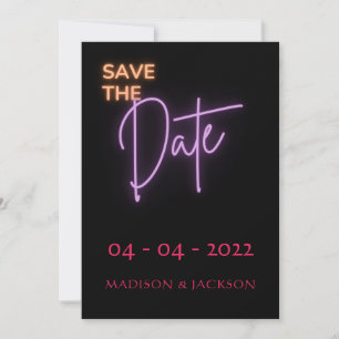 Fett Modern Neon Signing Save the Date Card