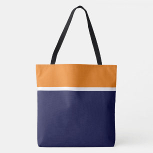 Fett Modern Orange Weiß Marineblau Farbblock Tasche