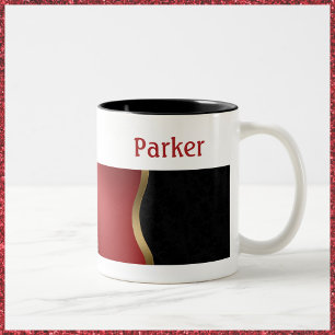 Fett Modern Schwarz und Rot  Zweifarbige Tasse