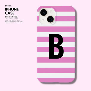 Fett Modern Simple Lila Stripe Initial Monogram Case-Mate iPhone 14 Hülle