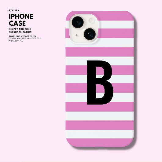 Fett Modern Simple Lila Stripe Initial Monogram Case-Mate iPhone Hülle