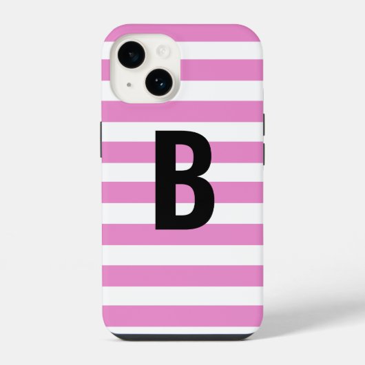Fett Modern Simple Lila Stripe Initial Monogram iPhone Hülle (Rückseite)