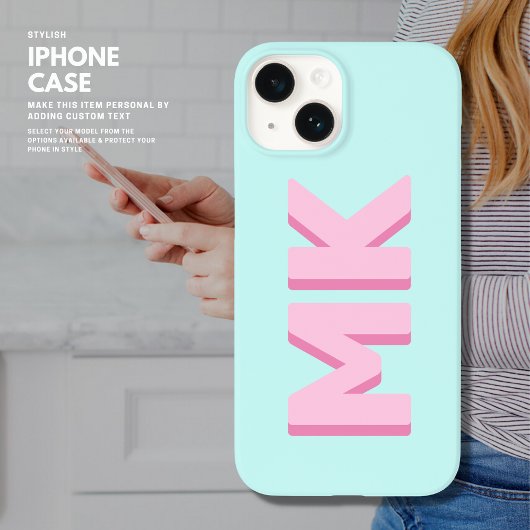 Fett Modern Simple Pink Initial Monogram Case-Mate iPhone Hülle