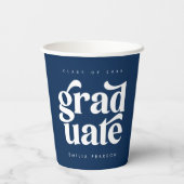 Fett Modern Type Blue Graduation Party Pappbecher (Rückseite)
