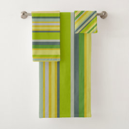 Fett moderne Bambusfarben, Multistreifen-Muster Badhandtuch Set