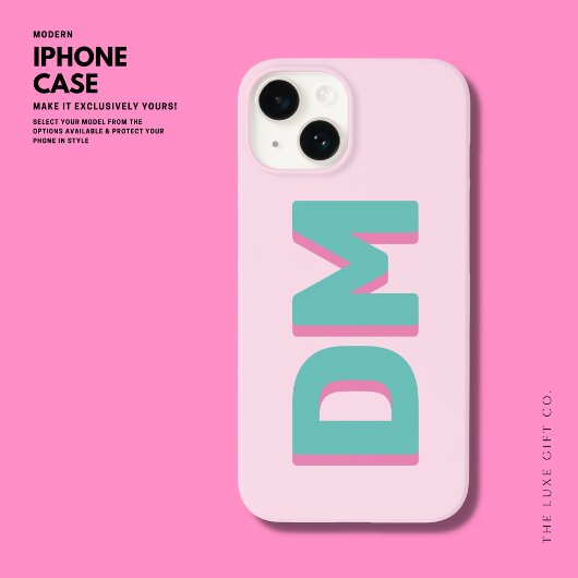 Fett Moderne Big Initials Shadow Monogram Pink Case-Mate iPhone Hülle
