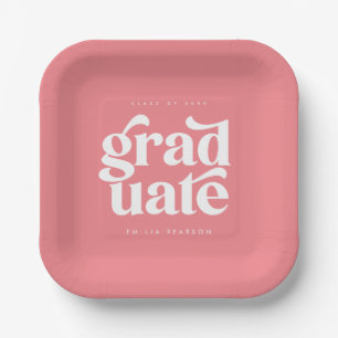 Fett Moderne Blush Pink Graduierungsparty Pappteller